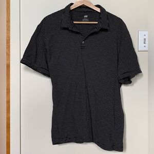 Black and white stripe polo shirt